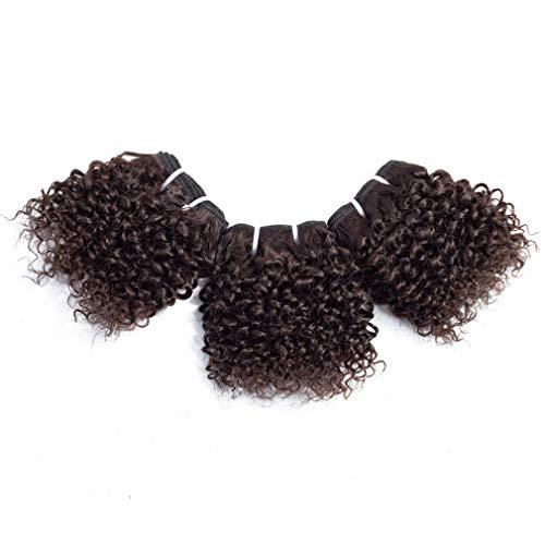 Aiokrtse Peruvian Virgin Hair Short Bouncy Curly Human Hair Weave Bundles 6 Bundles 6 inches with 1 Small Closure Light Brown Color 238 Grams