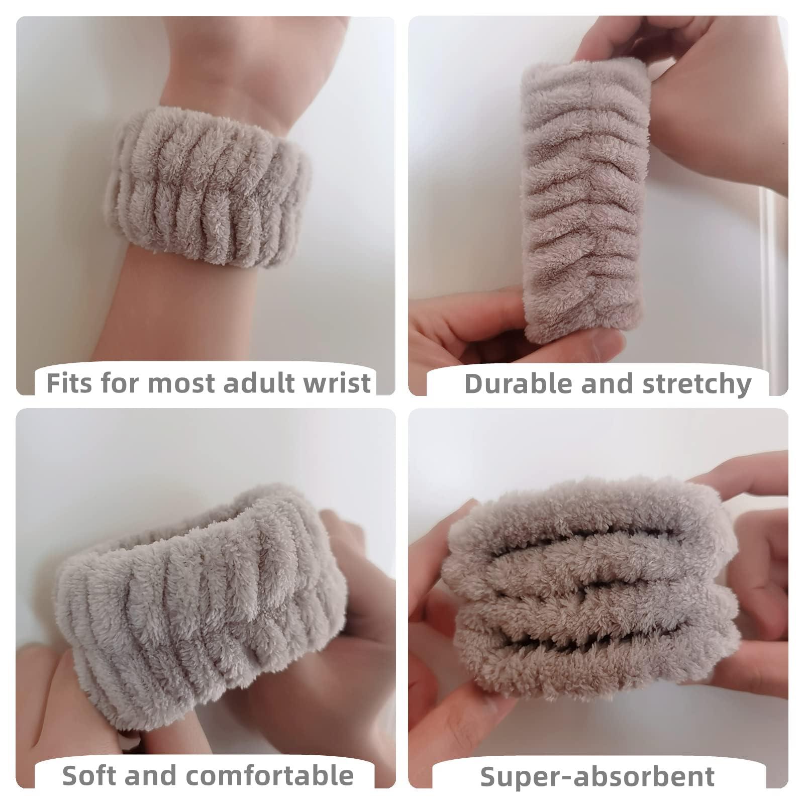 Foungmei 8 Pcs Face Washing Wristbands, Soft & Absorbent Microfiber Wrist Scrunchies for Washing Face, Face Wash Wrist Band for Women Girl, Spa Wrist Wash Band Prevent Water Dripping Down Your Arms
