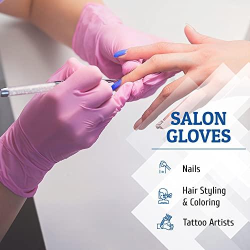 Hand-E Touch Hand-E Touch Pink Nitrile Disposable Gloves Small, 100 Count - Esthetician, Nail Tech, Microblading, Hair Dye & Stylist, Salon, Cleaning Gloves - Latex Free Gloves