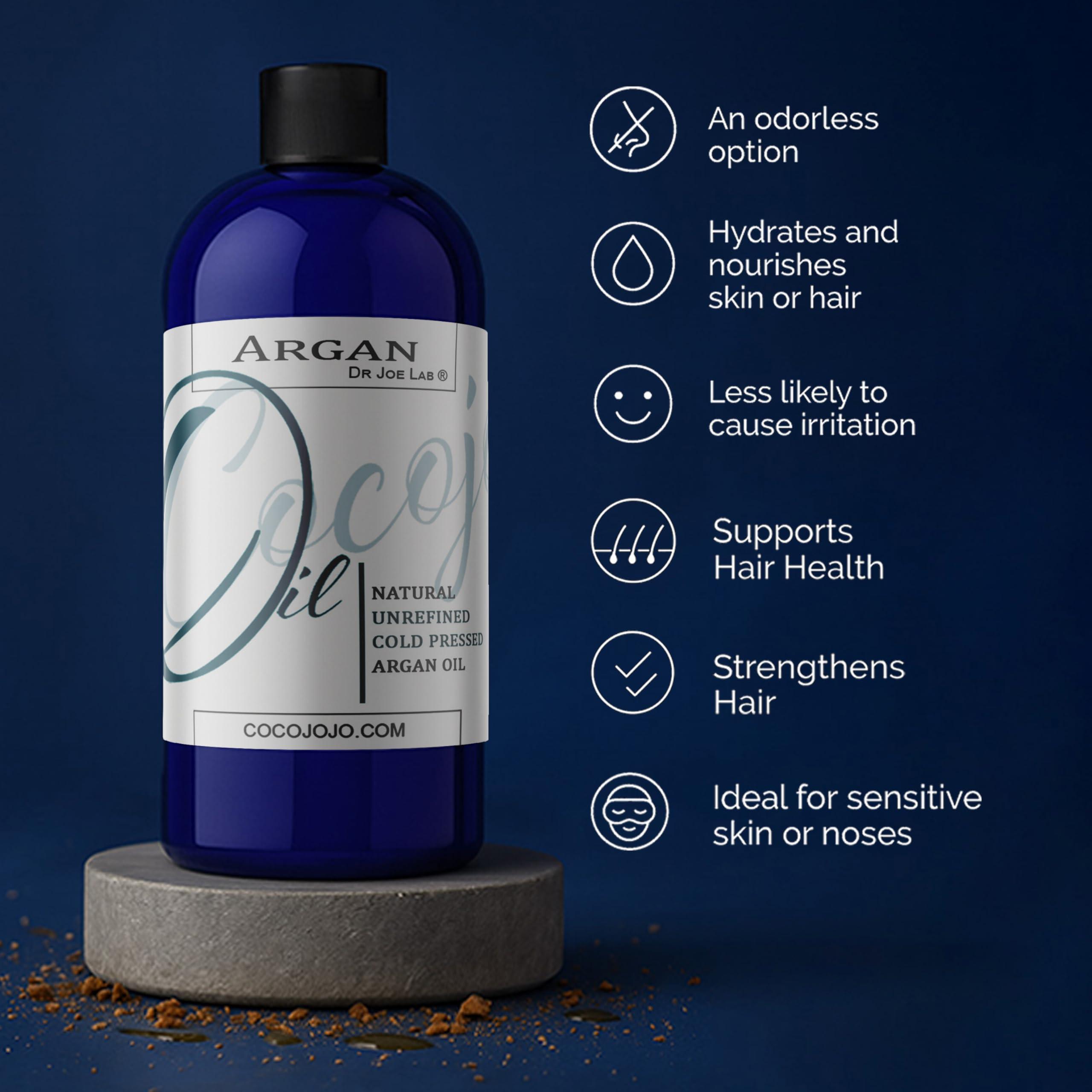 Dr Joe Lab Dr Joe Lab Argan Nut Oil 32 oz Pure Natural Moroccan Argon Nut Unrefined Cold Pressed Extra Virgin - for Hair Skin Body Nail and Beard - Moisturizing, Soothing, Hydrating, & Nourishing Marrakesh Oil