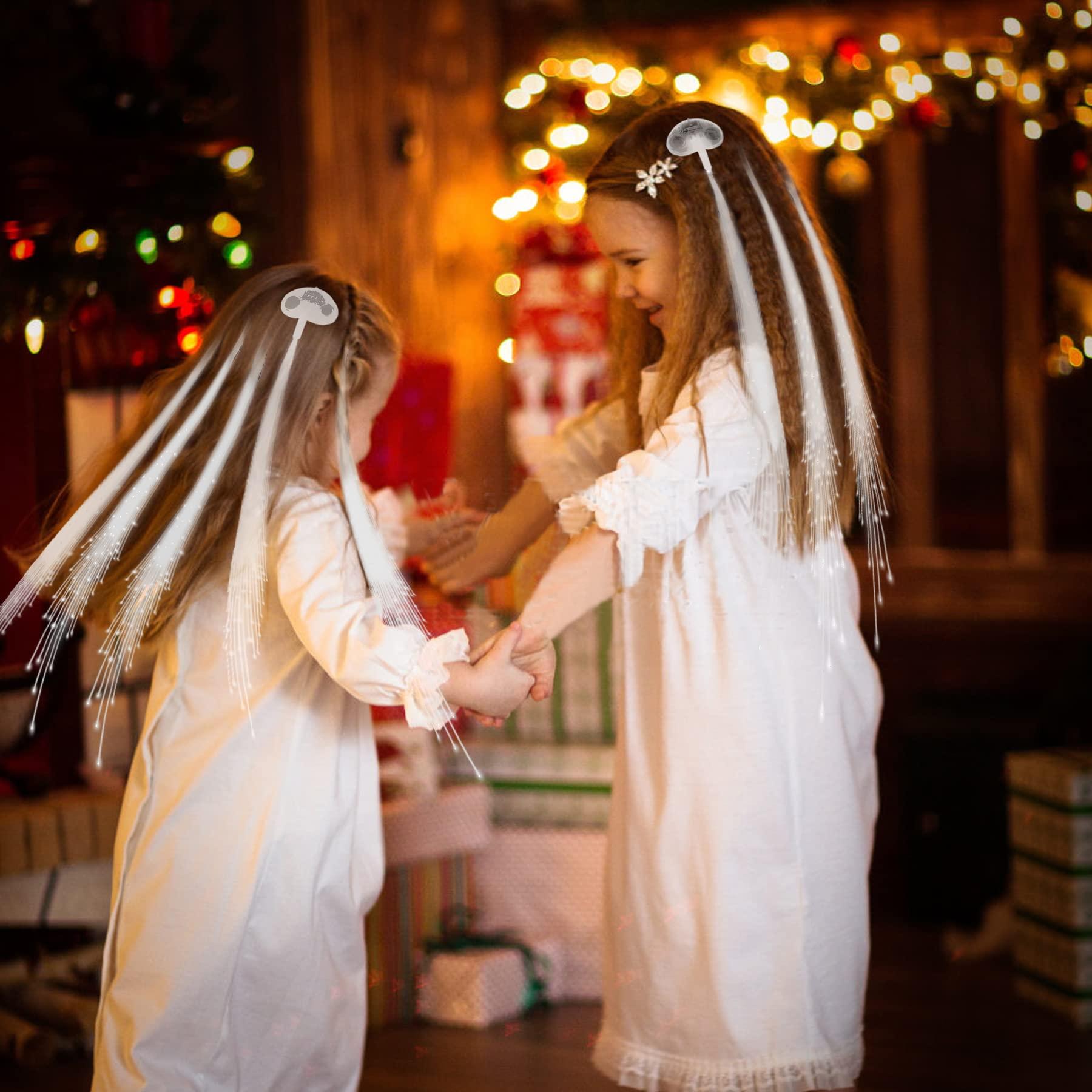 YOFOBU 30 Pack White LED Lights Hair Light-Up Fiber Optic LED Hair Barrettes Extensions Light Flashing Fiber Optic Hair Braid Barrettes Hair Clips for 4th of July Party Favors Festival Party Bar Concert