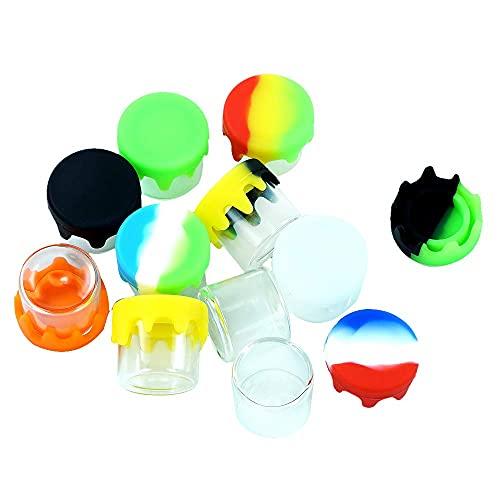 TKK glass concentrate containers 6ml with silicone lids Non Stick glass wax container for Oil, Lip Balm,Cosmetic, Lotion, Cream, Eye shadow, ?Color mixing) (100pcs)