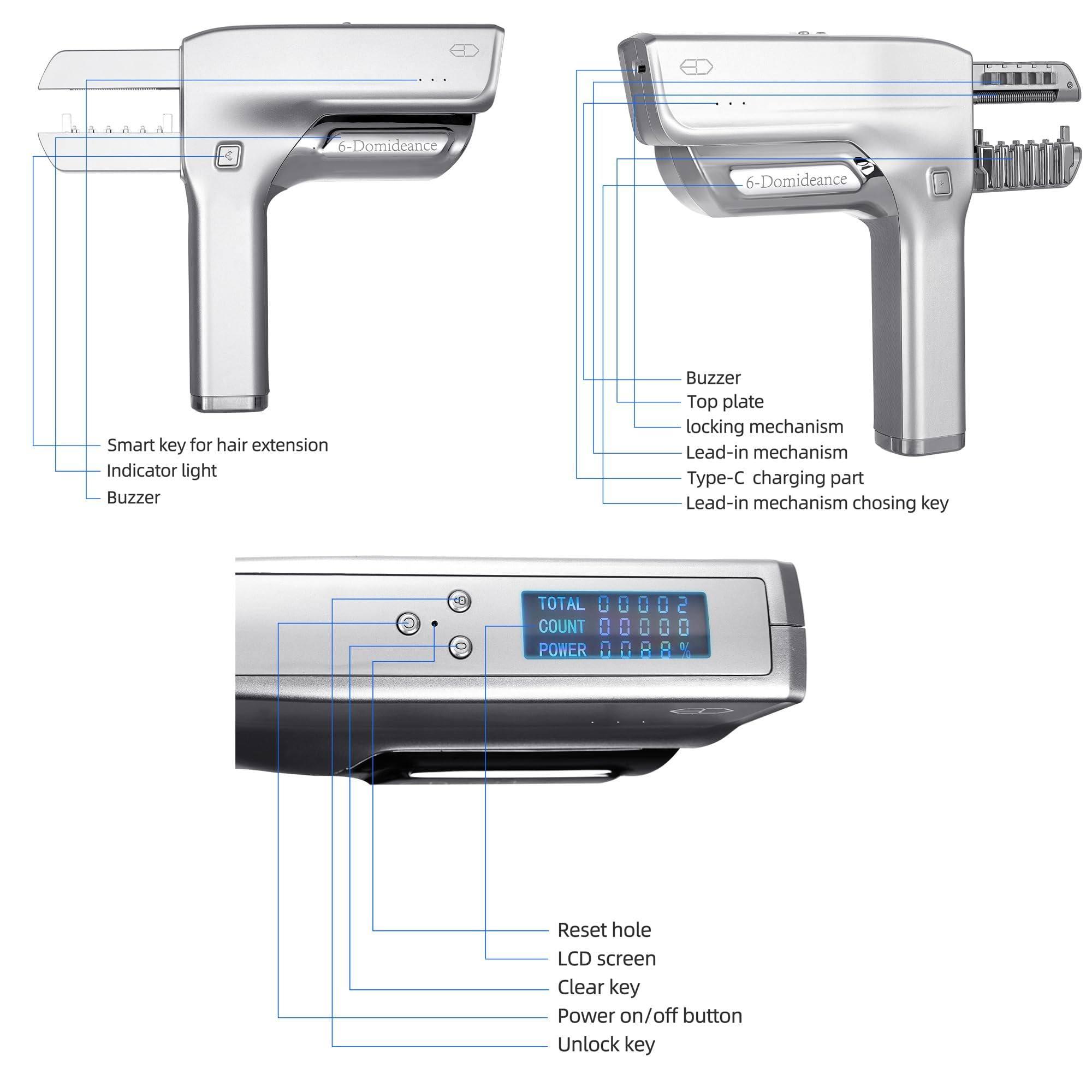 JOSKAA 6D Third Generation Smart Hair Extension Machine, 5-Pin No-Trace Hair Extensions Tool with Pliers, Fast Installation and Removal for Salon Human Hair
