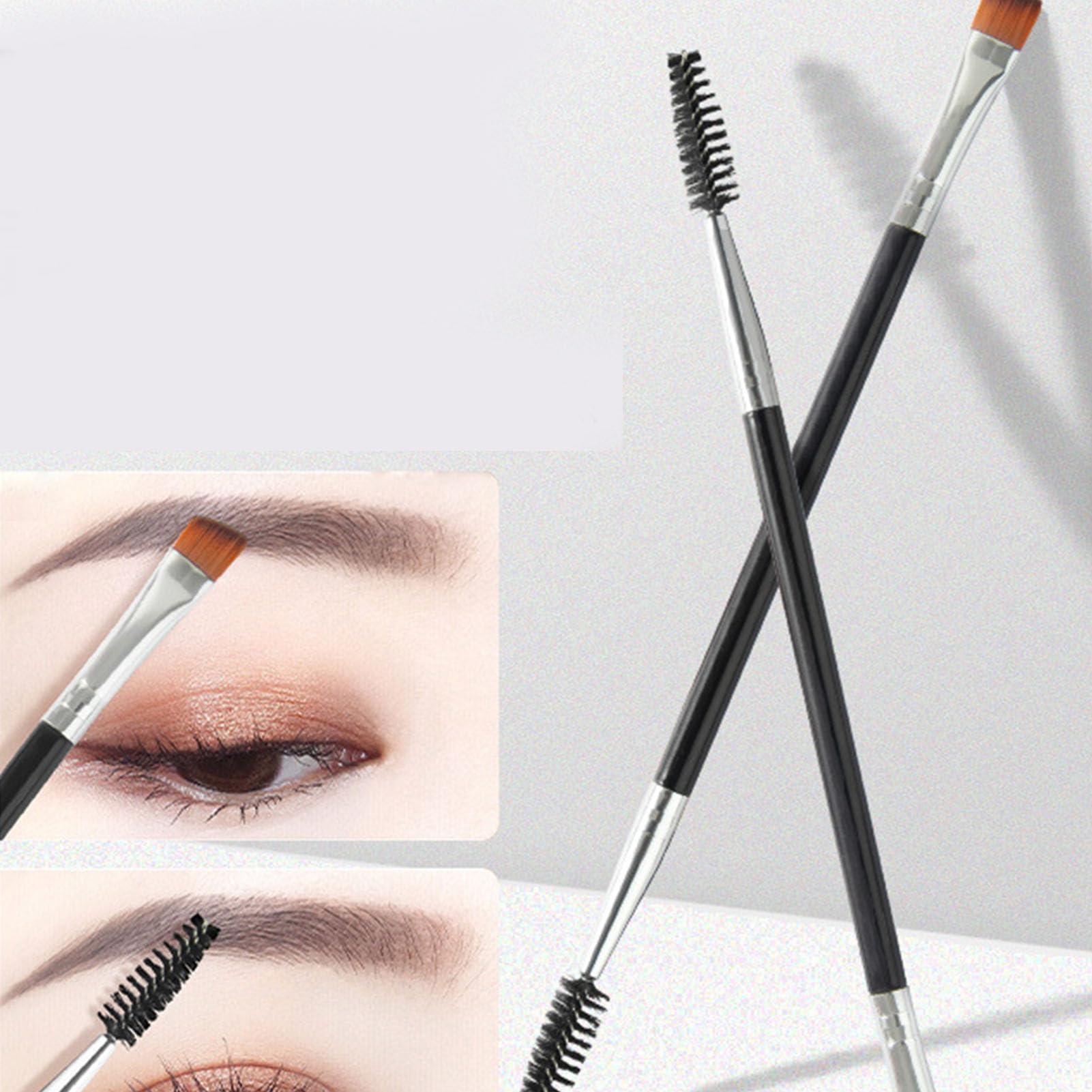 Srliya Double Ended Eyebrow Brush Angled Brow Brush with Spoolies Portable Makeup Tool 5.9in