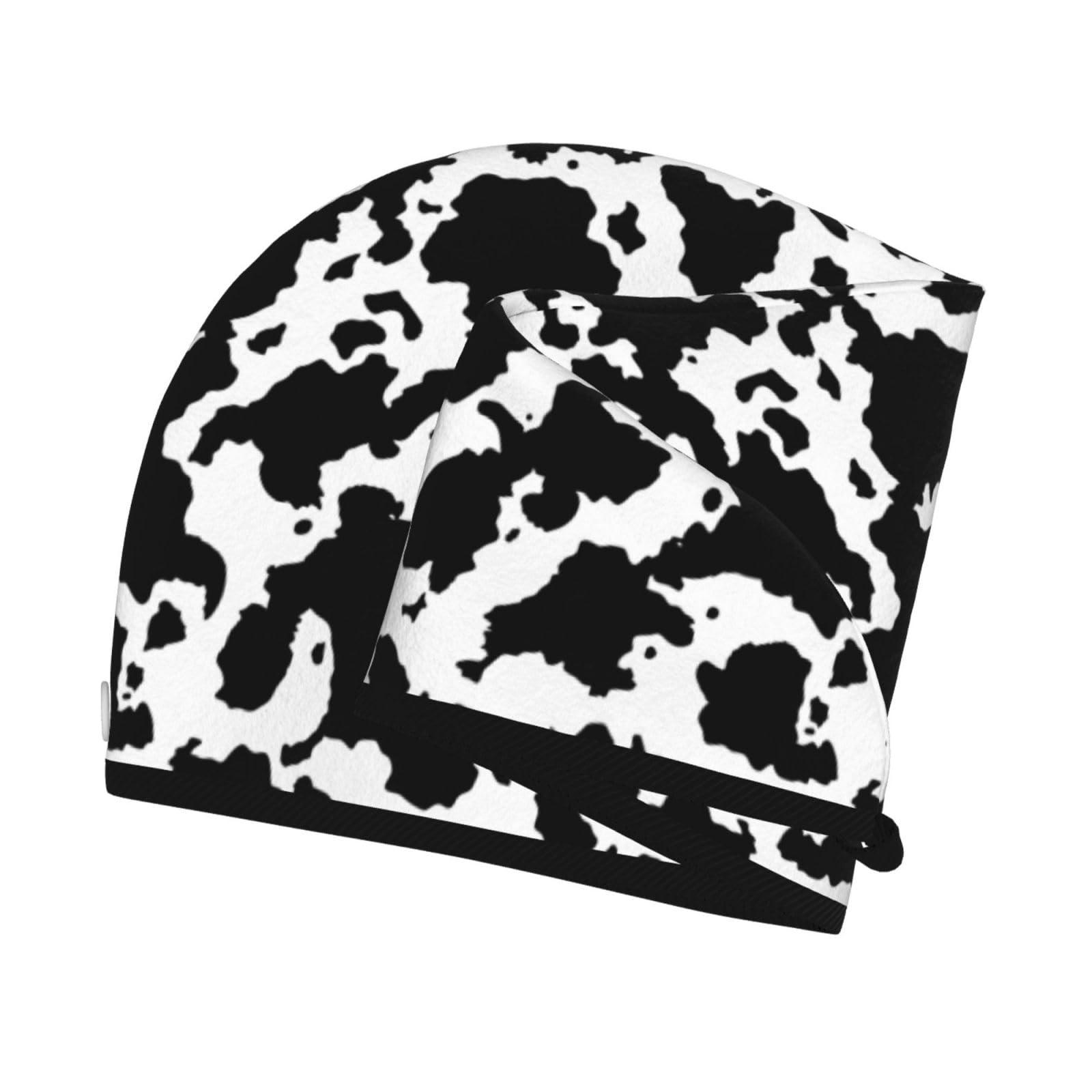 famliihw famliihw Cow Print Hair Towel Wrap Microfiber Fast Drying Hair Turban with Buttons for Women Drying Curly, Long & Thick Hair