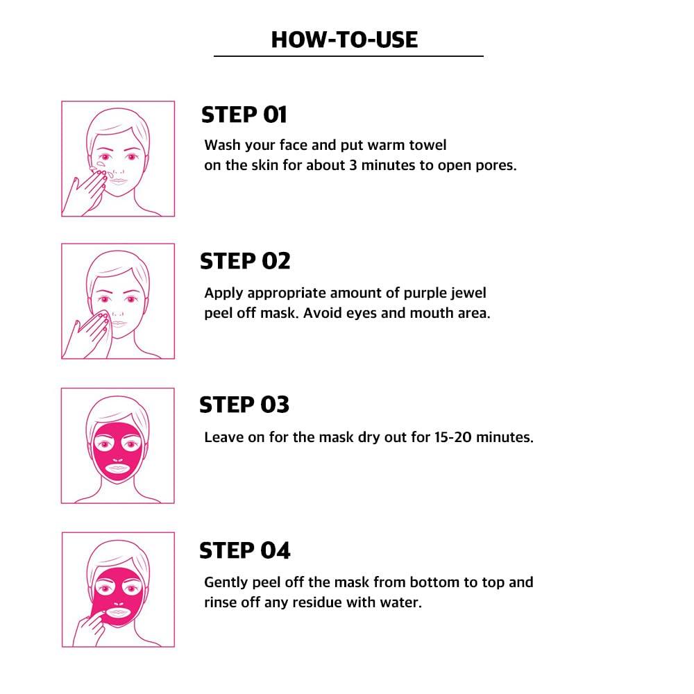 RAVIEL RAVIEL Purple Jewel Clean Peel Off Mask Pack, 3 in 1 Blackhead Remover, Witch Hazel & Pearl Extract, Unclogging Tightening Enlarged Pores, Anti aging (4.1 fl oz)