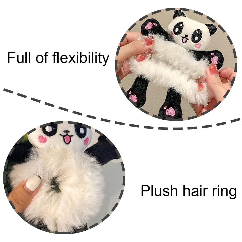 LELEVTXP Hair Tie Cartoon Panda Hair Band Cute Elastic Hair Scrunchy for Girls Women