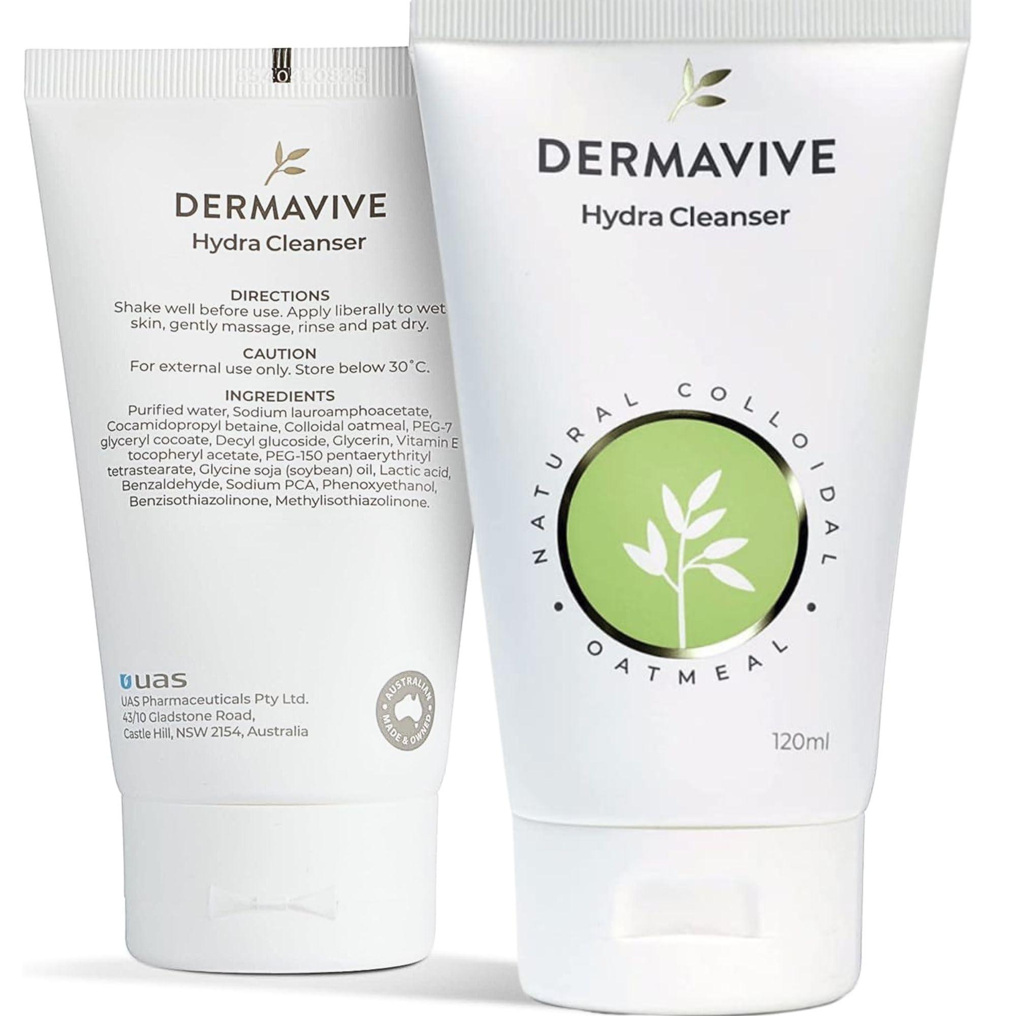 Dermavive Dermavive Hydrating Facial Cleanser, Soap-Free Gentle Cleanser with Colloidal Oatmeal & Vitamin E, Soothes & Moisturizes Sensitive & Dry Skin, Suitable for All Skin Types, 120ml (4.05oz)