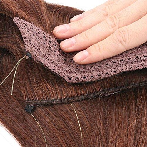 Star Beauty 1 100% Remy Human Hair 15\"-24\" Straight Invisible Halo Wire Human Hair Extensions One Piece 80G (24 inch, 27#/613)