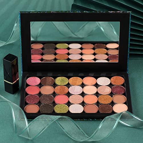Allwon Allwon Magnetic Palette Mermaid Empty Makeup Palette with Mirror and 30Pcs Adhesive Empty Palette Metal Stickers for Eyeshadow Lipstick Blush Powder (Green)