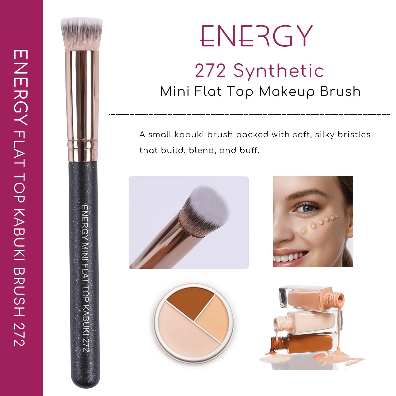 ENERGY ENERGY Foundation Brushes Set-Flat Makeup Brush and Flat Top Kabuki Brush-Vegan Synthetic Bristles For Liquid Cream Powder Makeup Blending