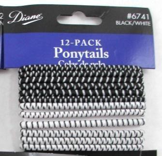 Diane 1907 Diane Ponytails Black & White 12 Pack