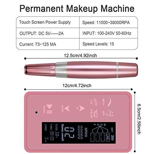 Guapa Guapa Digital Permanent Makeup Machine Touch Screen Panel with LCD Control Multi-Functional Tattoo Microblading Machine with 50pcs Needle Cartridge for Ombré Powder Brows, Eyeliner, Lips