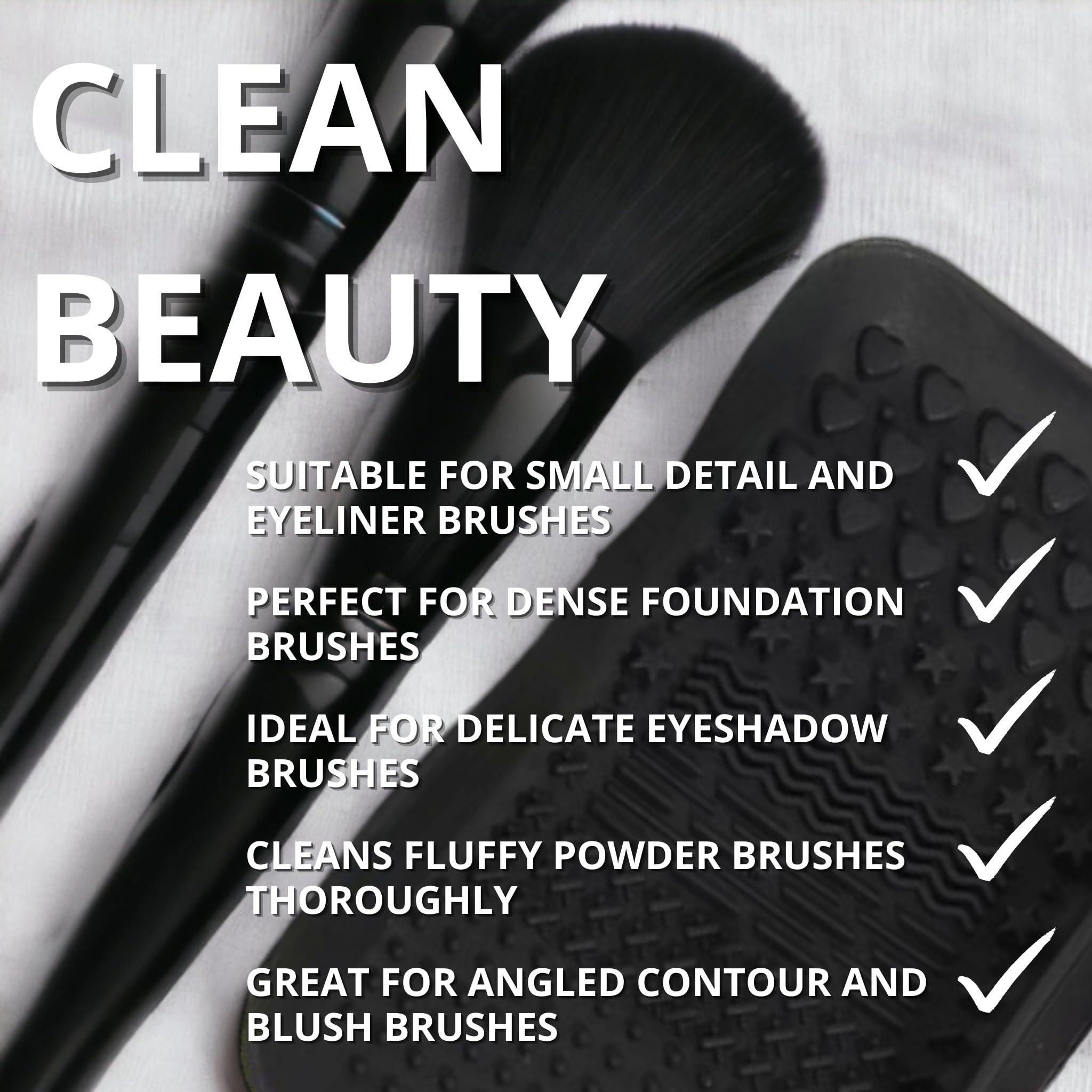 BWOW LUXCLEAN PRO Makeup Brush Cleaning Mat Pad | Silicone | Latex Free | Makeup Brush Handheld Cleaner | Textured Surface for all Styles of Brushes and Bristles | Precise Clean Brushes