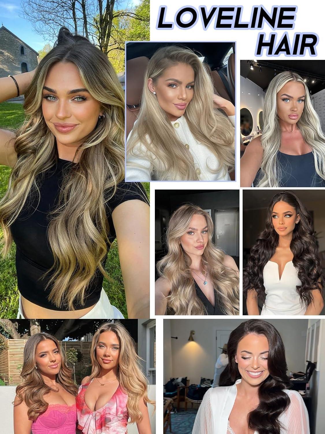 Loveline Loveline Clip In Hair Extensions 22 Inch Human Hair Clip in Real Human Hair Extension for Women Jet Black 120g 7 Pieces Per Set