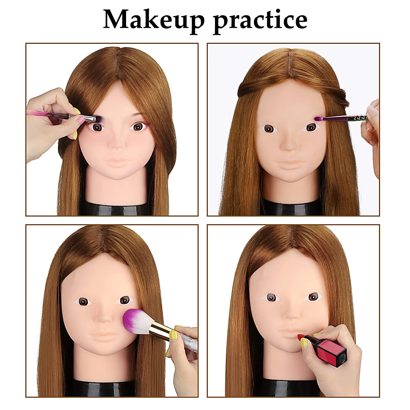 Beauty Star Beauty Star Mannequin Head with 80% Real Human Hair, Manikin Doll Head for Hair Styling, Cosmetology Makeup Hairdressing Training Practice Head with Clamp Stand and DIY Hair Styling Braiding Set