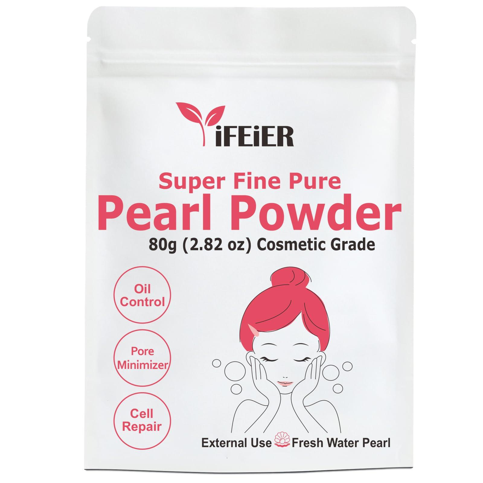 iFEiER iFEiER Pure Freshwater Pearl Powder for Skincare and Homemade Cosmetics Grade. 80g(2.82oz) SuperFine Pearl Powder for DIY lotions | creams | serums | making face mask, Natural and Oranic