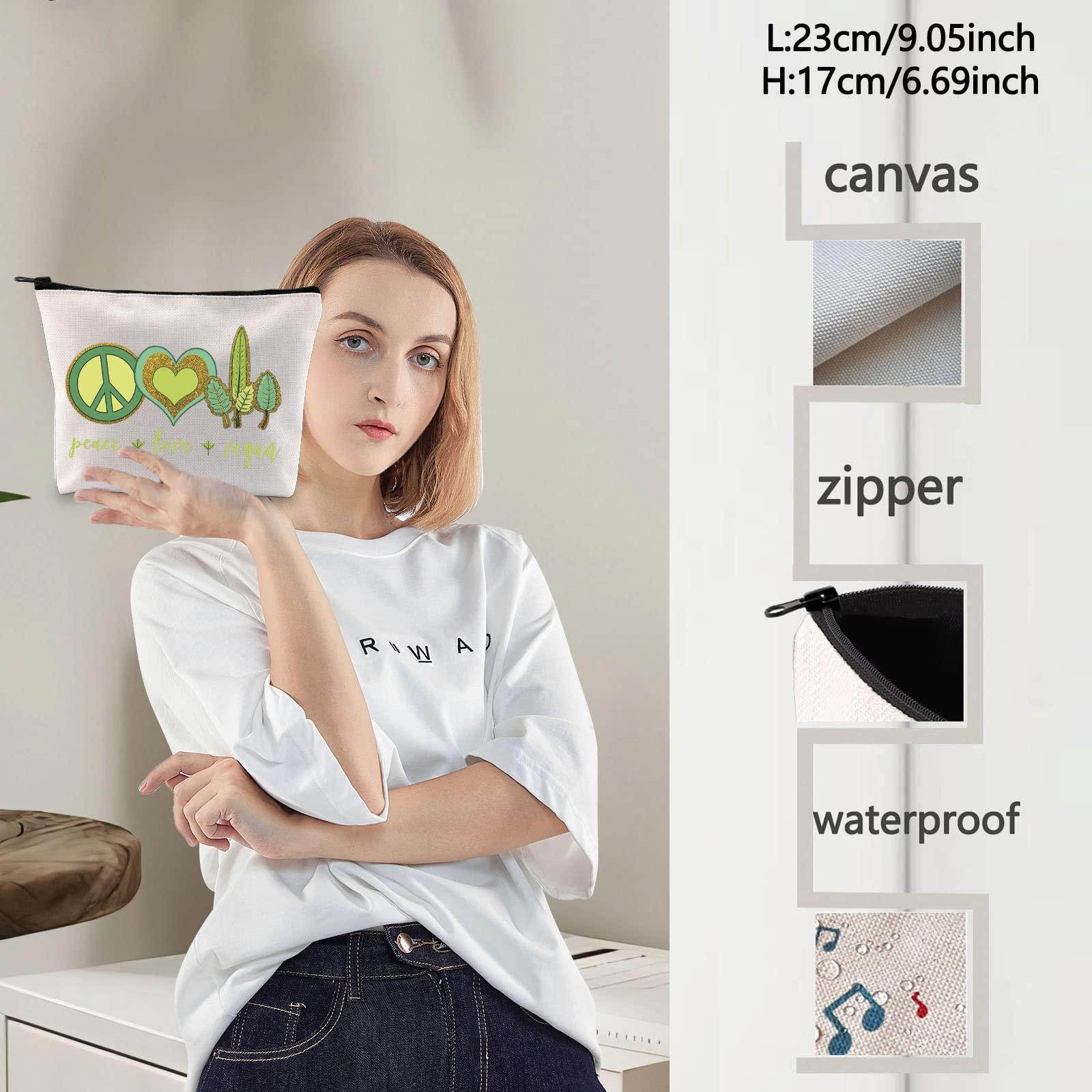 LEVLO LEVLO Funny Vegetarian Cosmetic Bag Vegan Gift Peace Love Vegan Makeup Zipper Pouch Bag Herbivore Veg Symbol Make Up Bag (Peace Love Vegan)