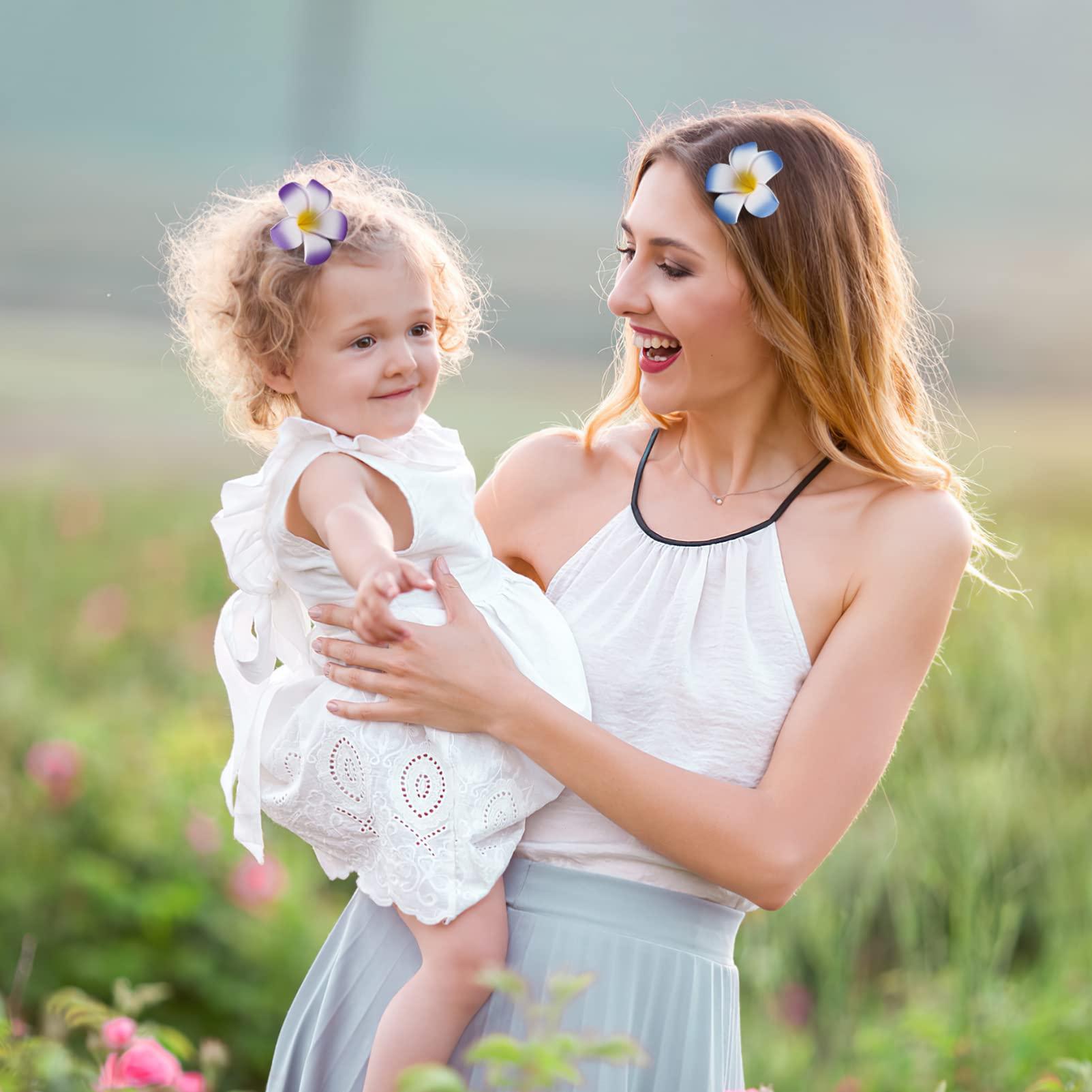 ABOOFAN 24 Pcs Frangipani Hair Clip Small Hair Clips for Women Hawaiian Plumeria Flower Hawaiian Flower Hair Barrettes Flower Hair Clips for Women Flower Clip The Flowers Eva Hairpin Miss