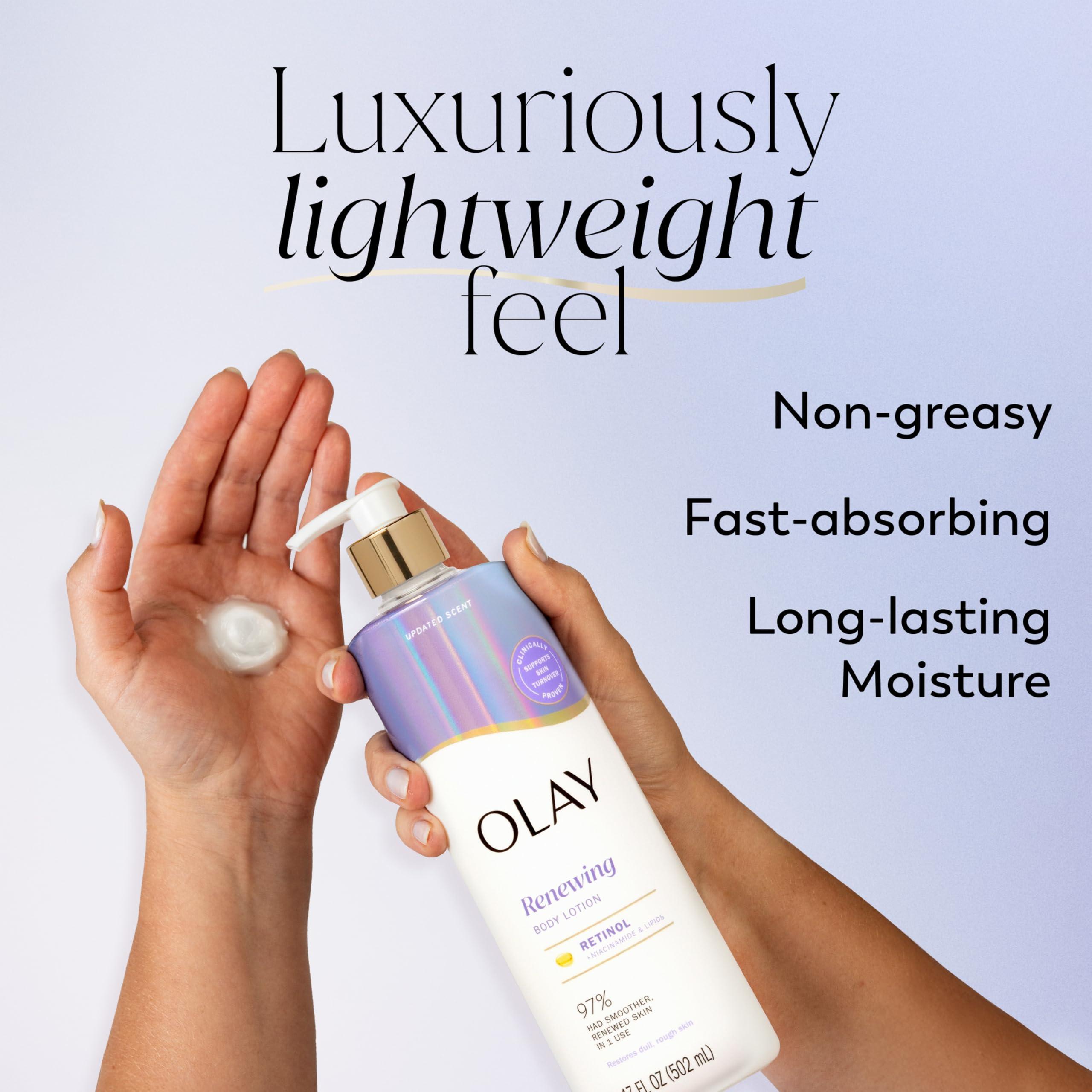 Olay Olay Body Lotion Smoothing for Women with Retinol, 24hr Moisturizing, Vitamin E & Vitamin B3 Complex, Fast Absorbing Formula, 17 fl oz