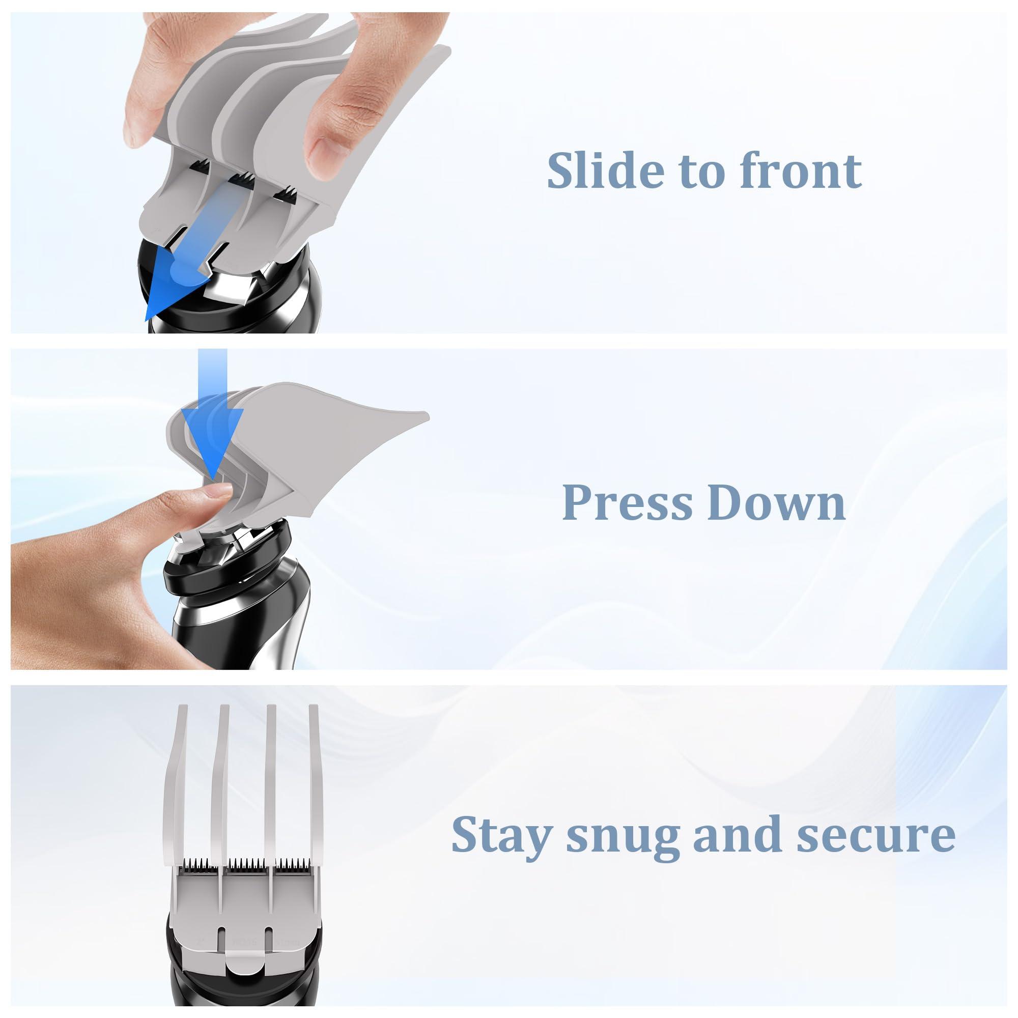 CR8GR8 Professional Hair Clipper Guides: 1 & 1/4", 1 & 1/2", 2" Combs, Fits Wahl Clippers (White)