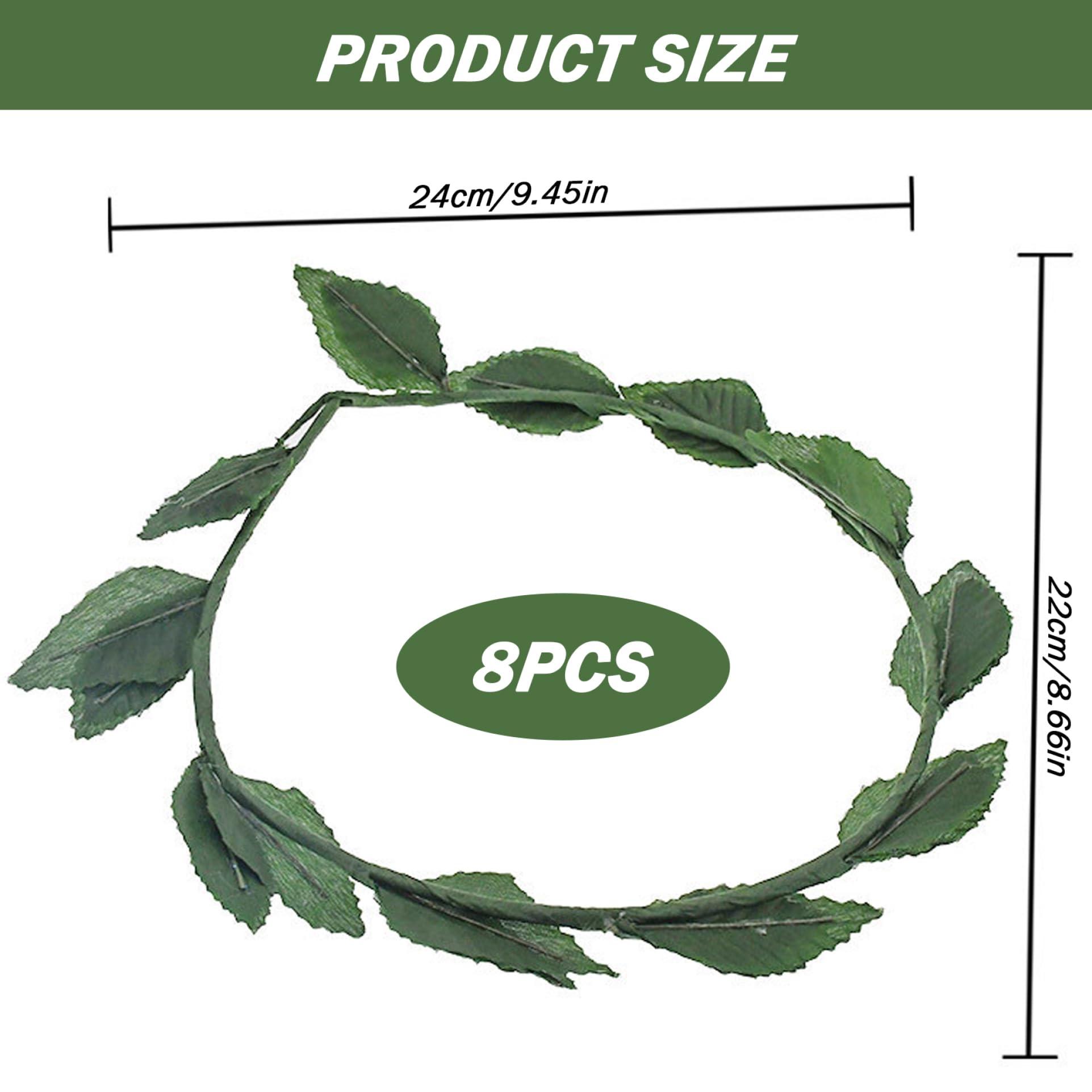 Jeorywoet Jeorywoet Laurel Wreath Crown, 8PCS Green Leaf Crown Headpiece, 9.5x8.7 Inch Plastic Greek Headband, Realistic Goddess Crown for Fancy Dress Costume Laurel Crown