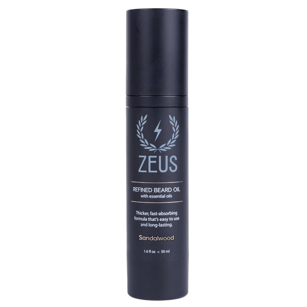 ZEUS ZEUS Refined Beard Oil, Leave In Conditioner Oil for a Softer Beard & Mustache -Made in USA (Sandalwood) 1.6 oz.