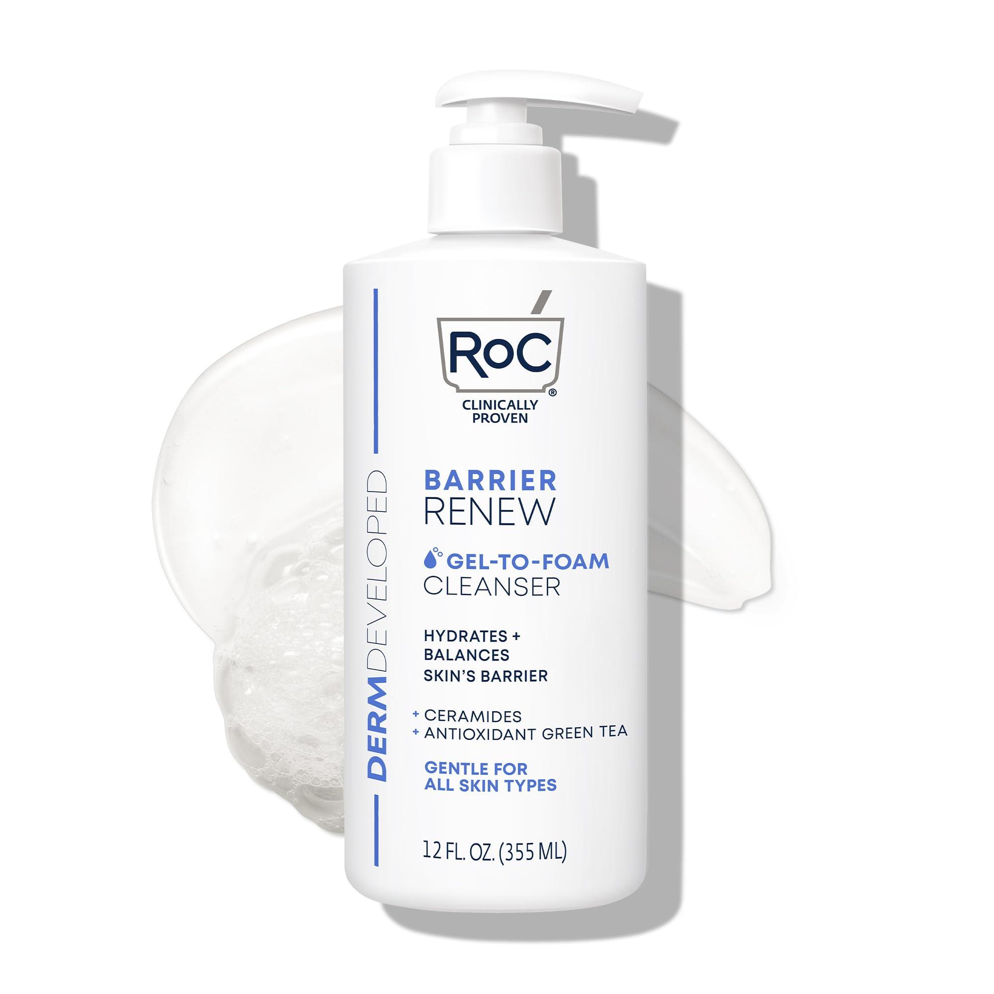 RoC RoC Barrier Renew Gel to Foam Non Drying Facial Cleanser to Hydrate Skin, 12 Ounces