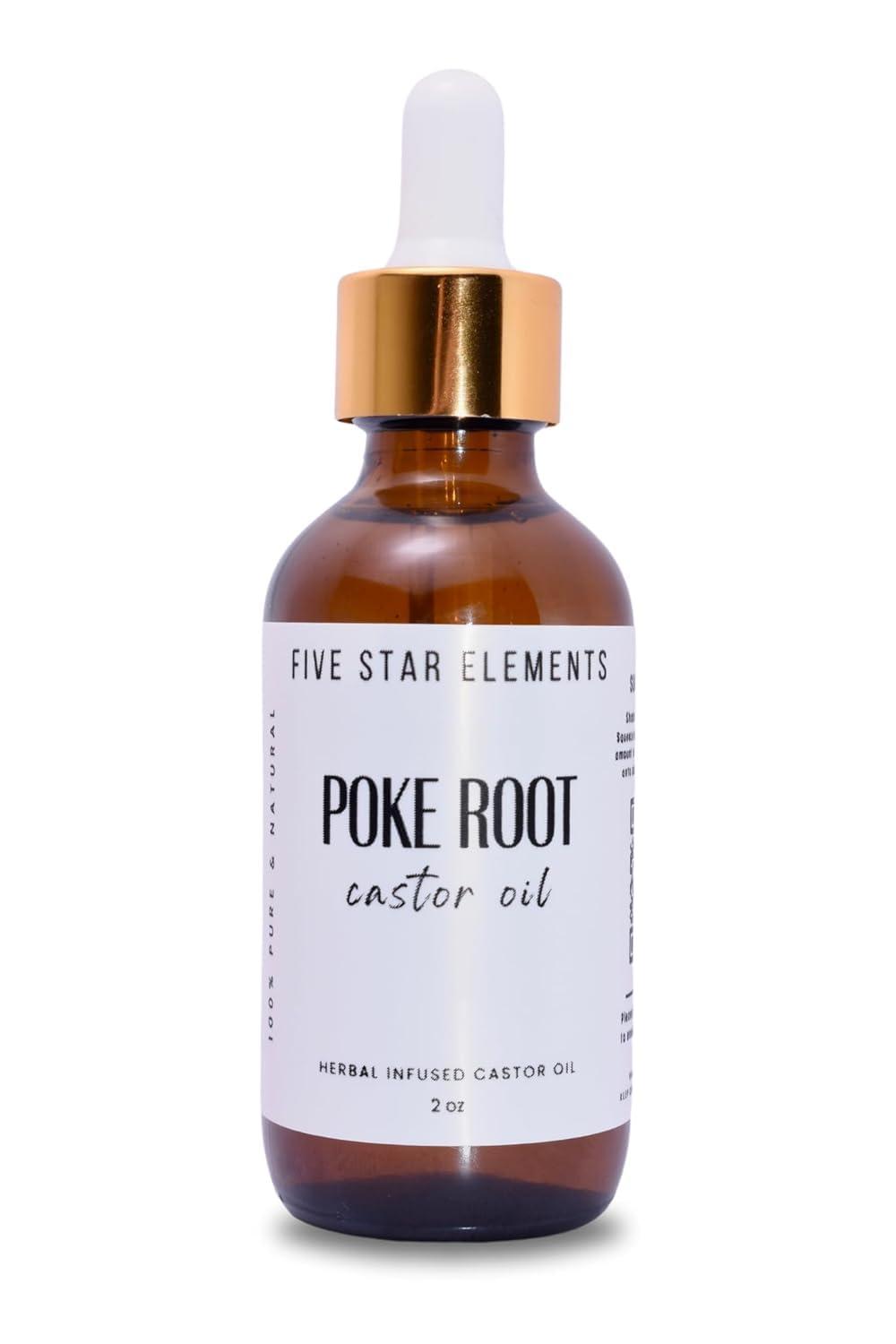 Five Star Elements Five Star Elements Poke Root Castor Oil 2oz, Clear