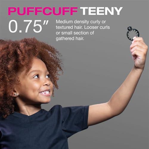 PuffCuff PuffCuff Teeny 0.75\" Hair Clamps, For All Natural, Fine Loose Curls, Thick, Coiled, Coarse, and Frizzy Hair, Painless, Damage-Free Styling Tool, Black, 5 Pieces