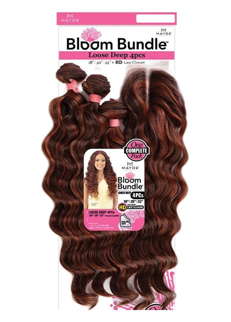 Mayde Beauty Mayde Beauty Bloom Bundle LOOSE DEEP 4PCS 18\" 20\" 22\" with HD Lace Closure (P4/27)