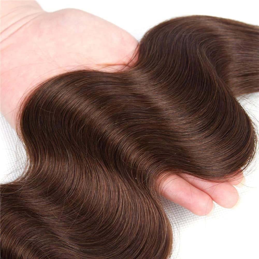QXRM Body Wave Bundles Human Hair - 12A Brazilian Virgin Human Hair Bundles Double Weft Weave 100G Body Wave 3 Bundles Unprocessed Weave (#4 Medium Brown Body Wave, 10 Inch)