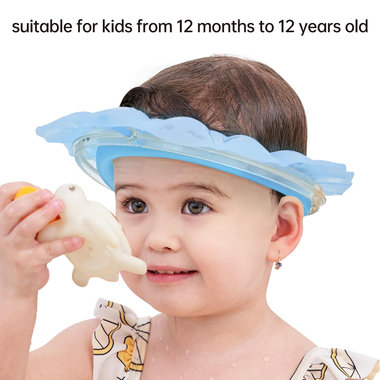 Kair Kair Bath Visor for Babies,Silicone Air Cushioned Shower Cap for kids, Shower Water Guard for Baby bath and Toddler Bath (Blue)