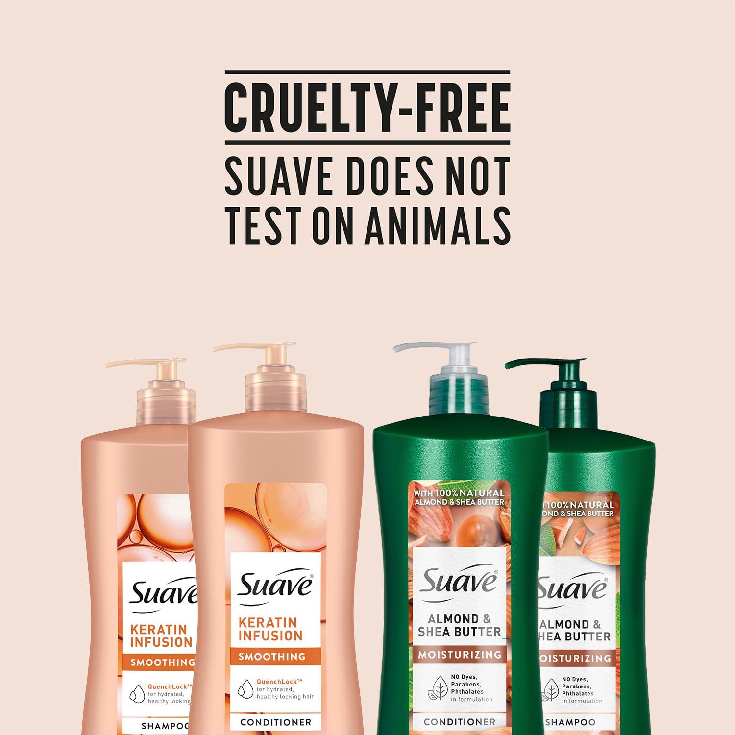 Suave Suave Shampoo and Conditioner Set, Keratin Infusion + Almond & Shea Butter Frizz Control and Moisturizing Hair Care Bundle, 28 Oz Ea (4 Piece Set)