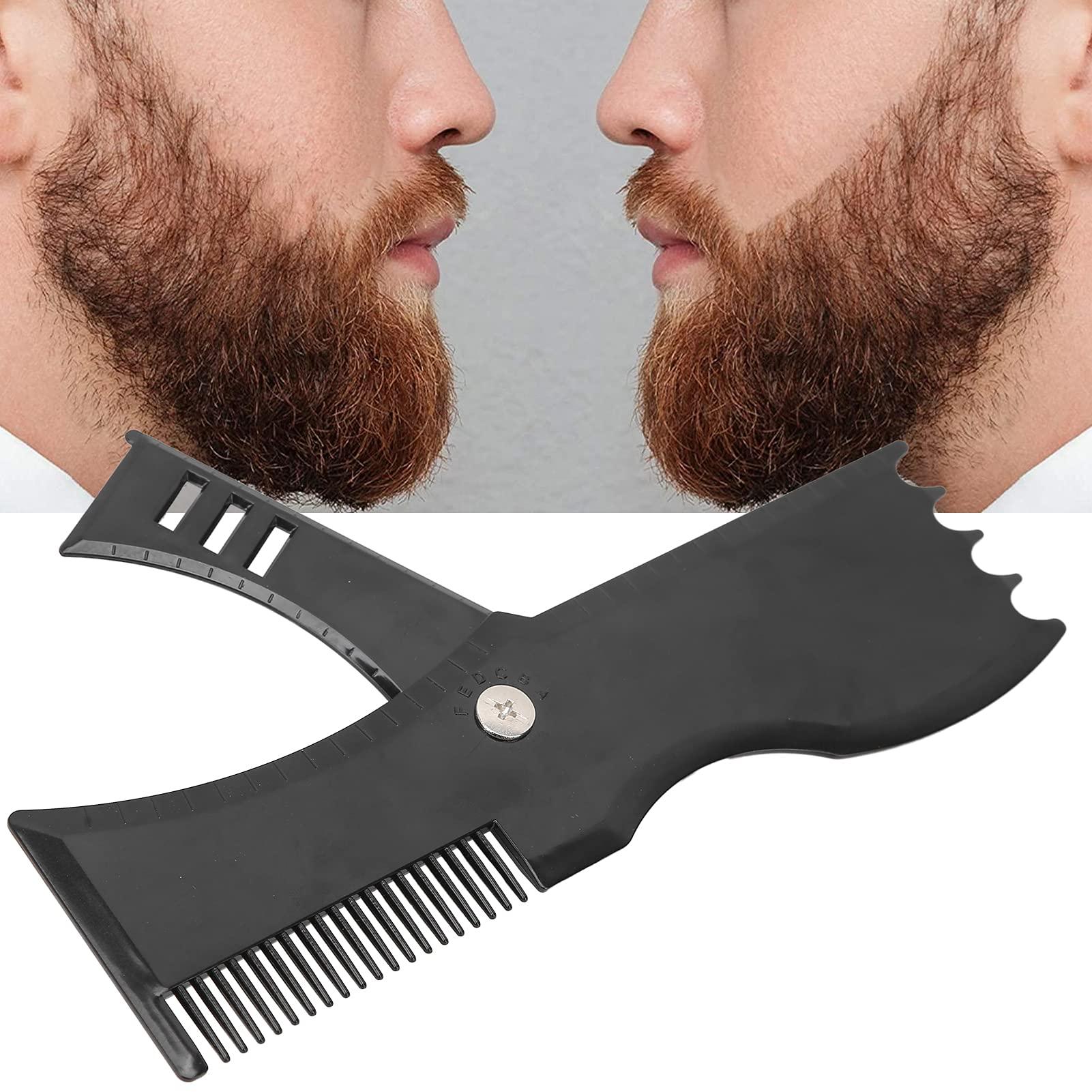 TITA-DONG Men\'s Beard Shaping Template Rotated Beard Styling Tool With Inbuilt Comb, Beard Shaper Neckline Guide for Goatee Mustache Sideburns, Jaw Cheek, Neck Line, Symmetric,Curve, Step Cut