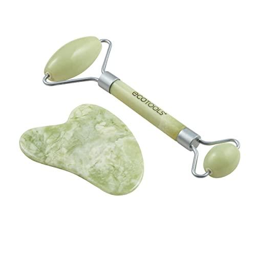 EcoTools EcoTools Beauty Skin Care Tool Jade Facial Roller and Gua Sha Stone Duo, Face Roller and Massager, Skincare and Sculpting Tools, Green, Promotes Healthy Skin, Massager, 2 Piece Set, 1 Count