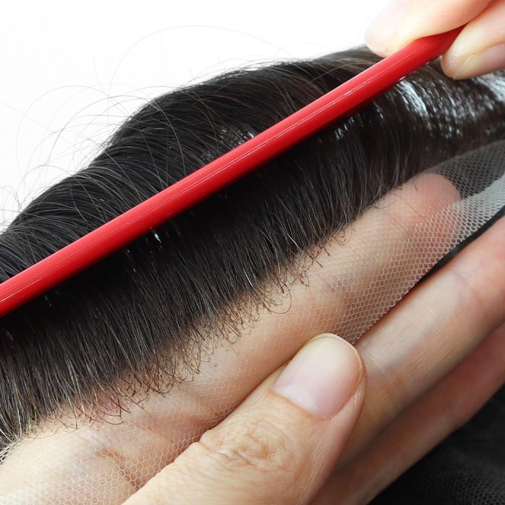 DuoDuoHair All Swiss Lace Base Men Toupee Low-density Hair Replacement 100% Human Hair System for Men Natural Looking Wig Hairpiece for Men 90% Density (1)