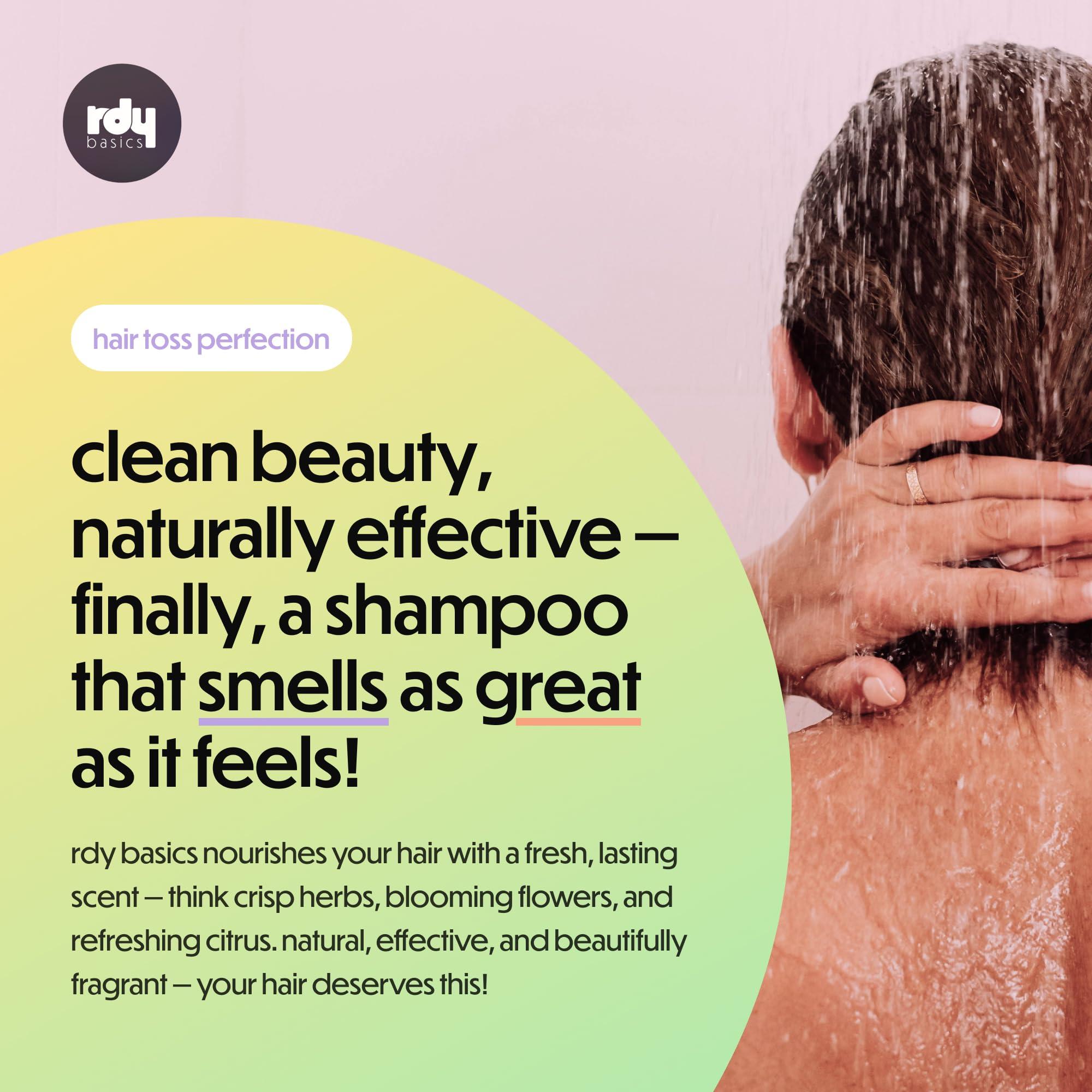 rdy basics The Hair Toss Detangling Shampoo & Conditioner Set, Lightweight Low Ph for Strengthening and Detangling All Hair Types | Paraben & Sulfate Free for Sensitive Scalp | 13.5oz (White Lily & Lemongrass)