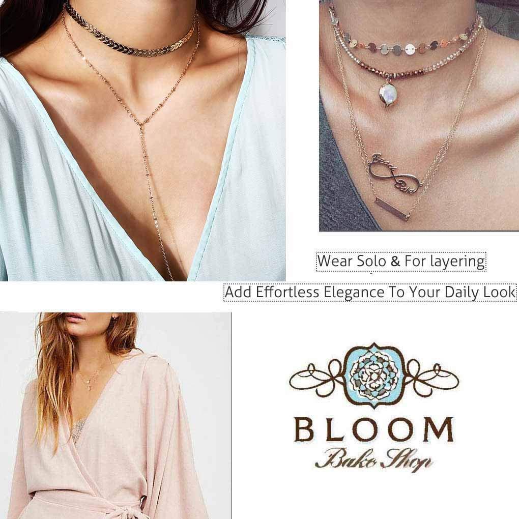 Olbye Olbye Wrap Y Necklace Choker Gold Sequin Necklace Chain Tassel Pendant Necklace for Women