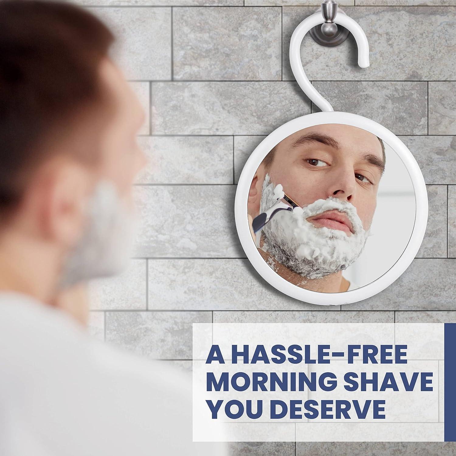 MIRRORVANA MIRRORVANA Hangable Round Fogless Shower Shaving Mirror with 360 Swivel Rotatable Hook for Hanging and Bonus Anti-Fog Spray - Anti Fog and Shatterproof Surface, 6.7" Diameter