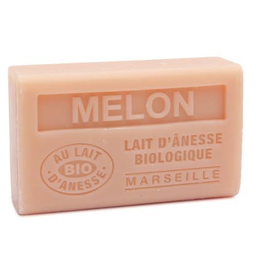 Label Provence Nature Label Provence Savon de Marseille - French Soap Made With Fresh Organic Donkey Milk - Melon Fragrance - 125 Gram Bar - Set of 3