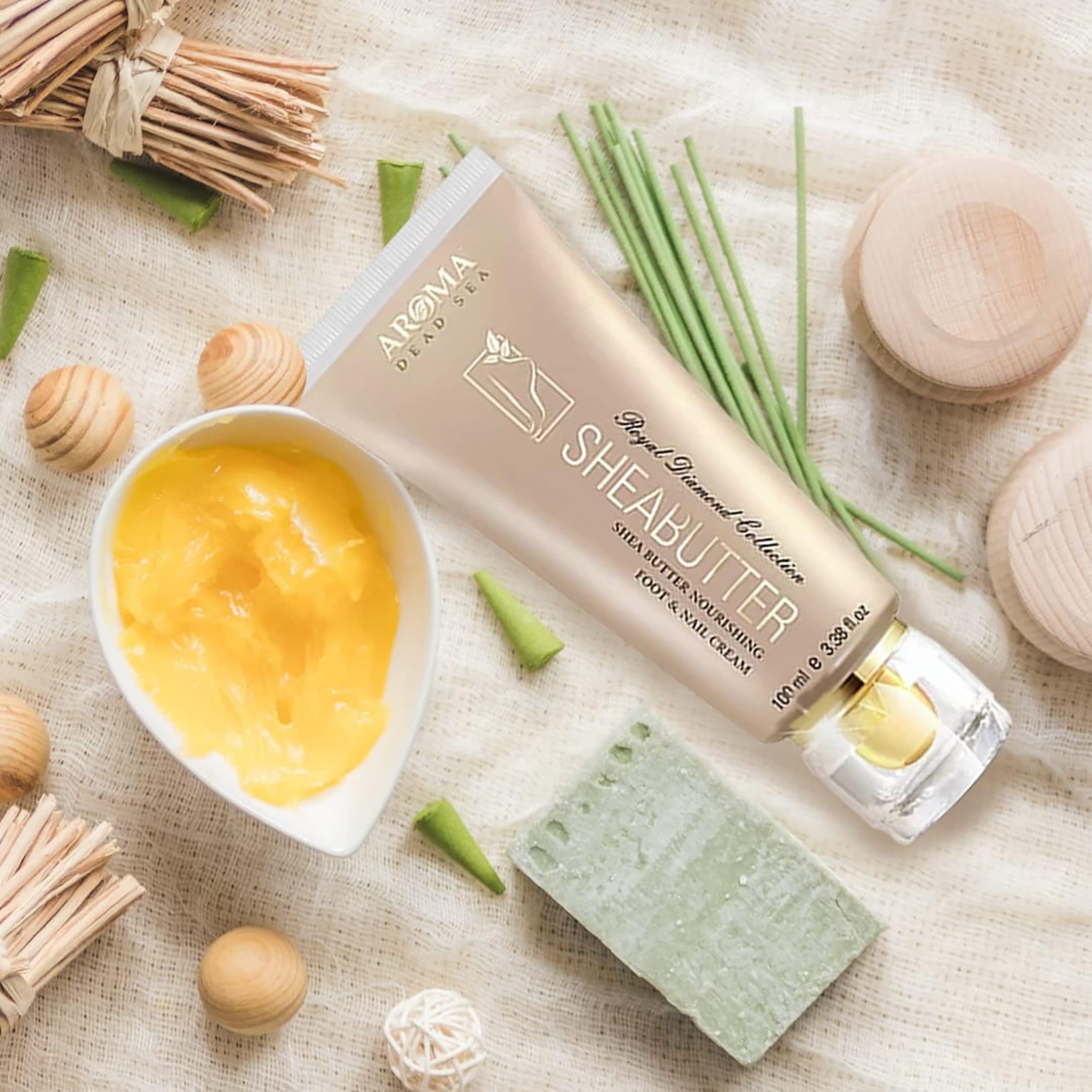 Aroma Dead Sea AROMA DEAD SEA Shea Butter Foot And Nail Cream Nourishing And Repair Damaged Skin. Enriched With Tea Tree Oil, Vitamin E And Wheat Germ Oil. Improves Skin Elasticity. (3.5 Fl.oz) (Pack Of 2)