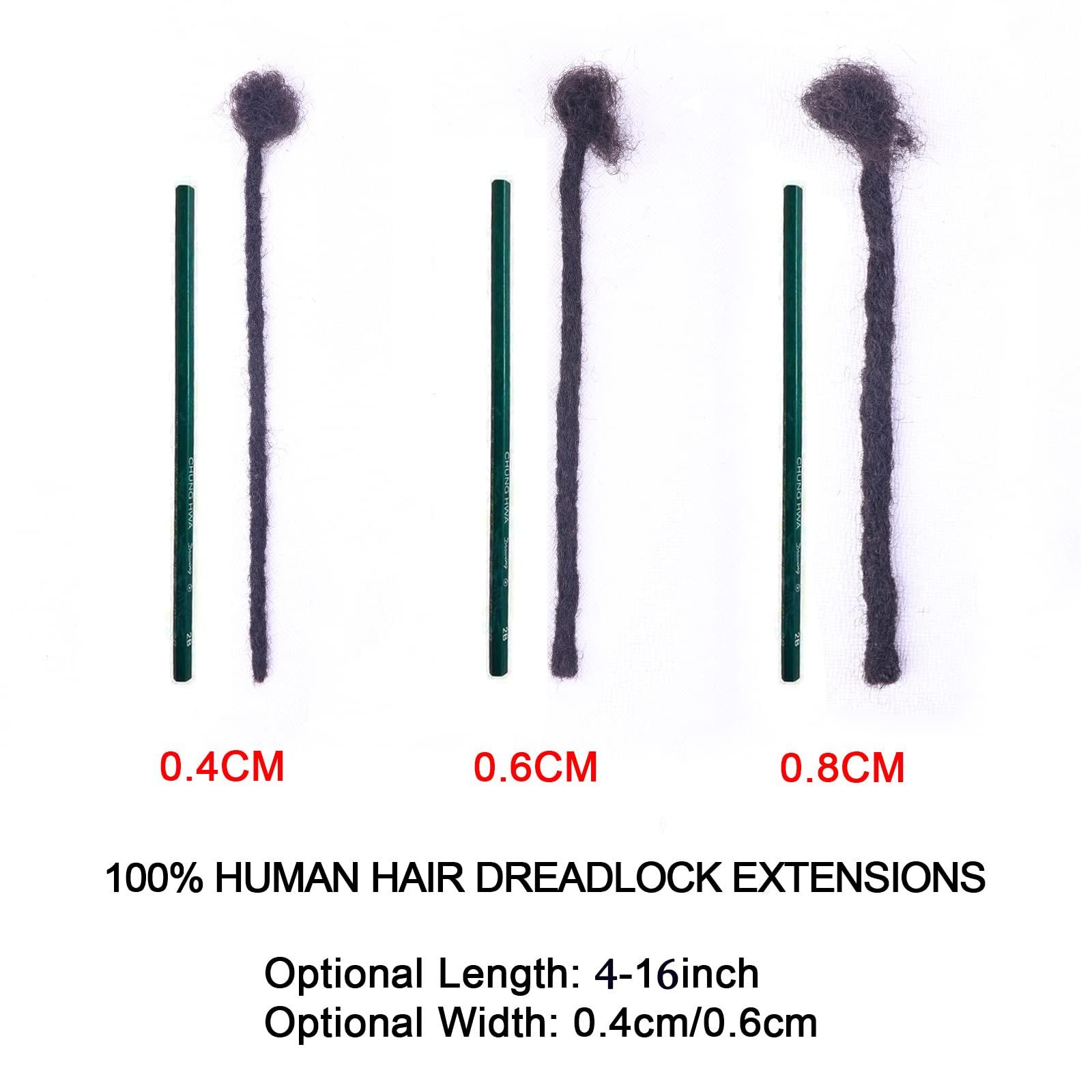 ADIASAI ADIASAI 0.6cm Width 14 Inch 60 Strands 100% Human Hair Loc Extensions, Full Handmade Dreadlock Extensions for Men Women Kids Can Be Dyed and Bleached with Needle and Comb