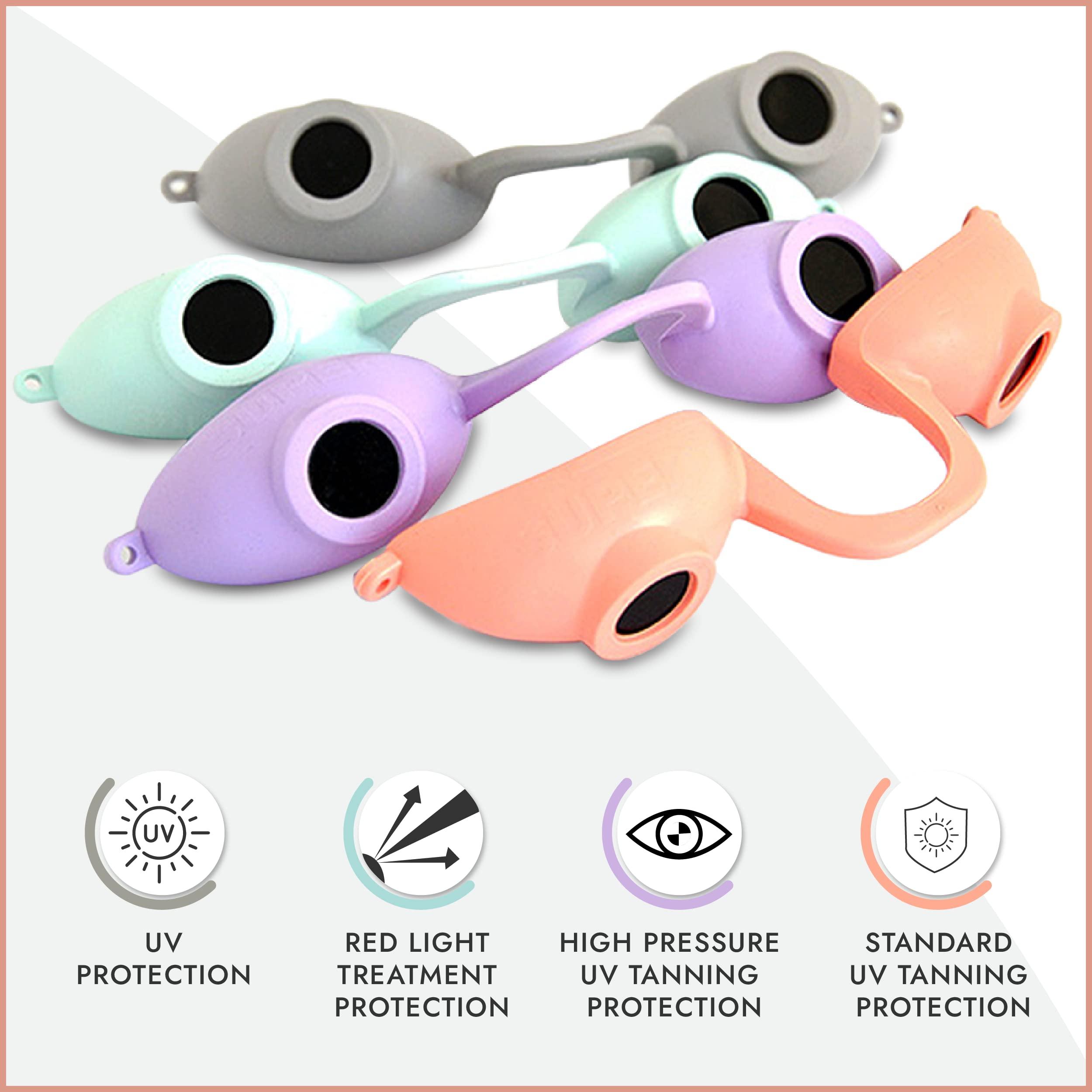 Super Sunnies Super Sunnies Tanning Goggles - 12-Pack Flexible Assorted Pastel Colors - UV Eye Protection, FDA Compliant