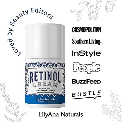 LilyAna Naturals Retinol Plus - Retinol Cream for Face 1.7oz (1-Pack) and LilyAna Naturals Retinol 2.5% Serum 1oz (1-Pack), for effective treatment of dark spots and acne scars