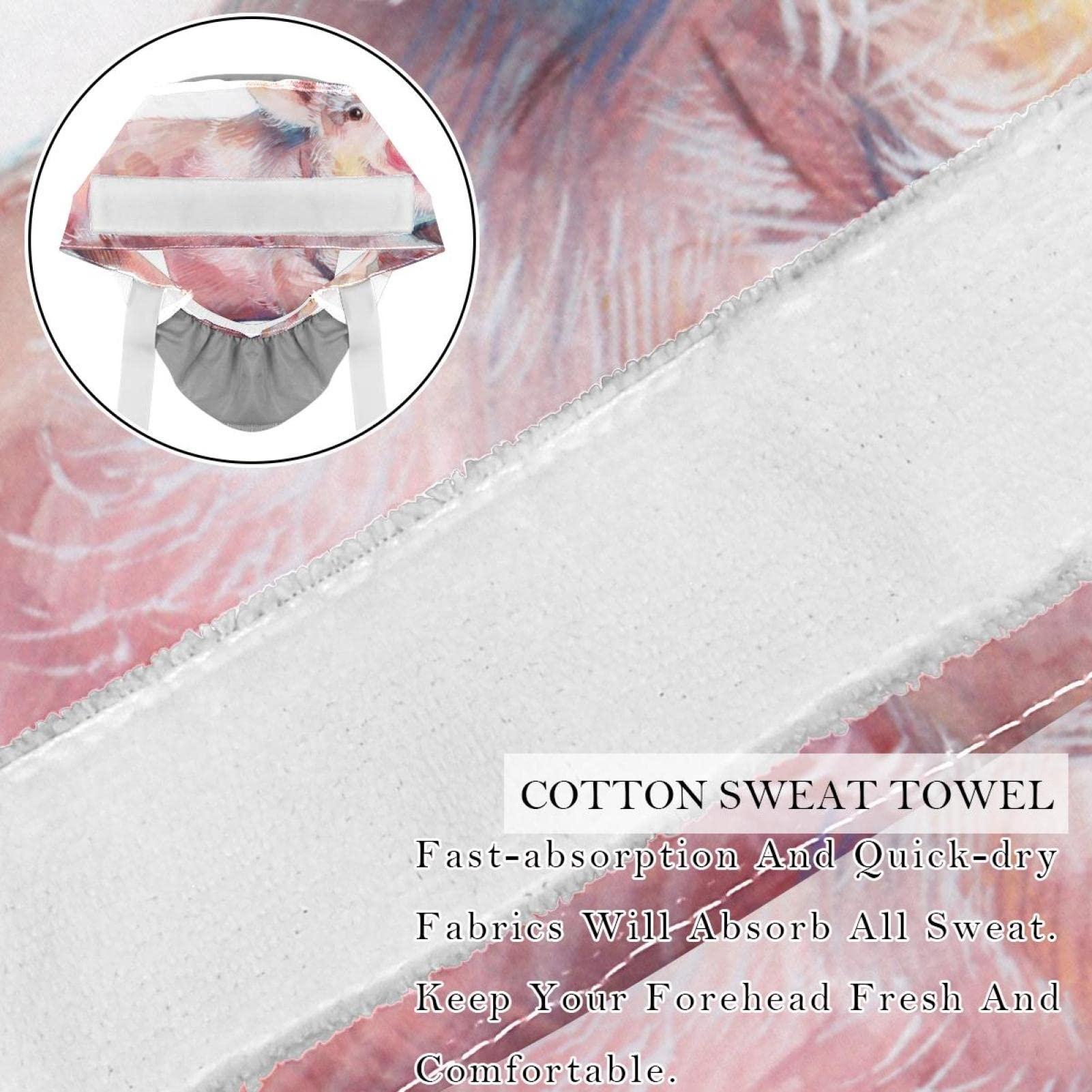 Lyetny Watercolor Cute Piggy On White Scrub Caps Hats Women Bouffant Working Hat Ponytail Holder for Women Long Hair Covers 2PCS