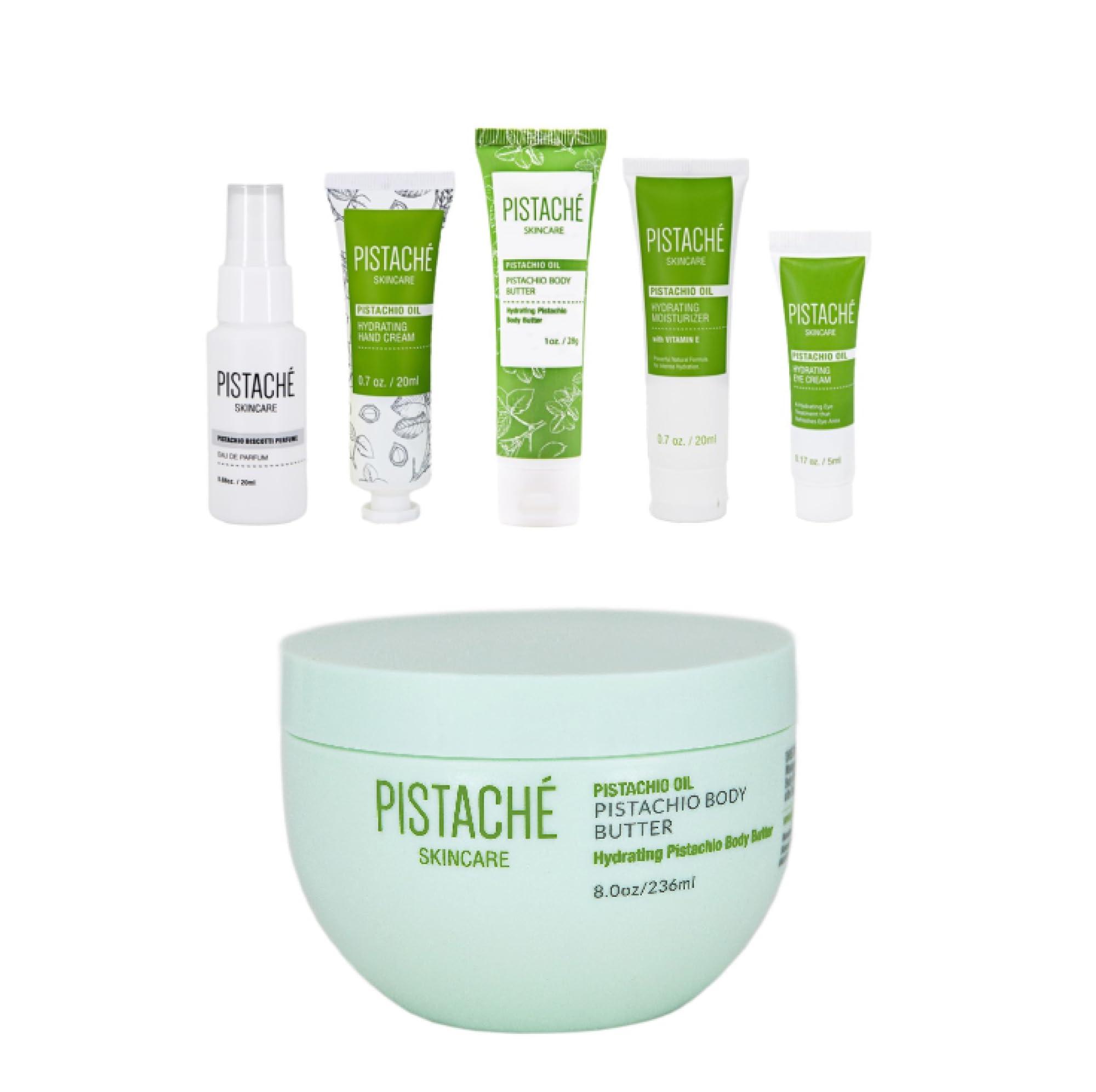 Pistach Skincare Pistach Skincare Pistachio Oil On-the-Go Radiance Set + Whipped Body Butter + 5-Pc Mini Collection (Travel)+ Hydrates and Nourishes + Vitamin E + Antioxidant Protection