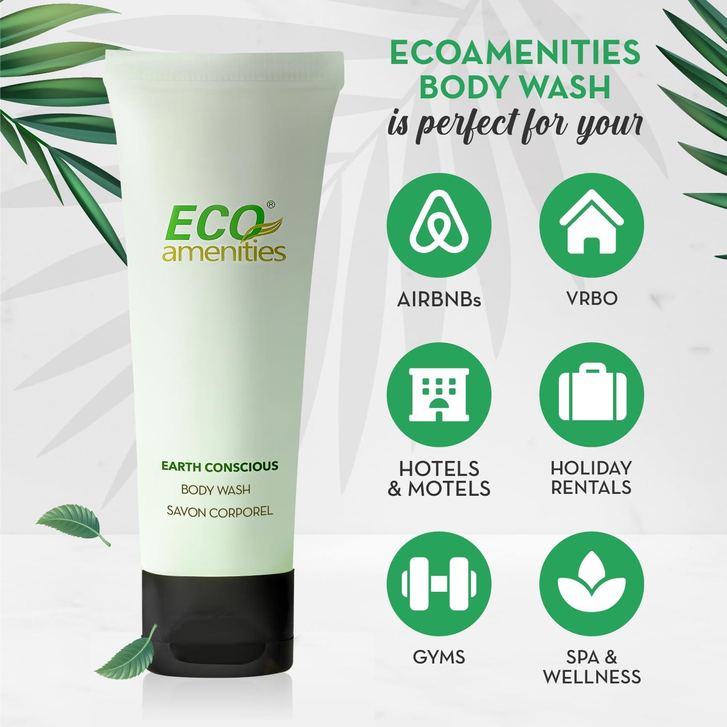 ECO amenities ECO amenities Travel Size Body Wash Bulk - Hotel Supplies for Guests - Great for Vacation Rental and Airbnb Toiletries - Body Wash for Men & Women - Green Tea Scent - 72 pack, 1.0 fl oz (30ml) tubes