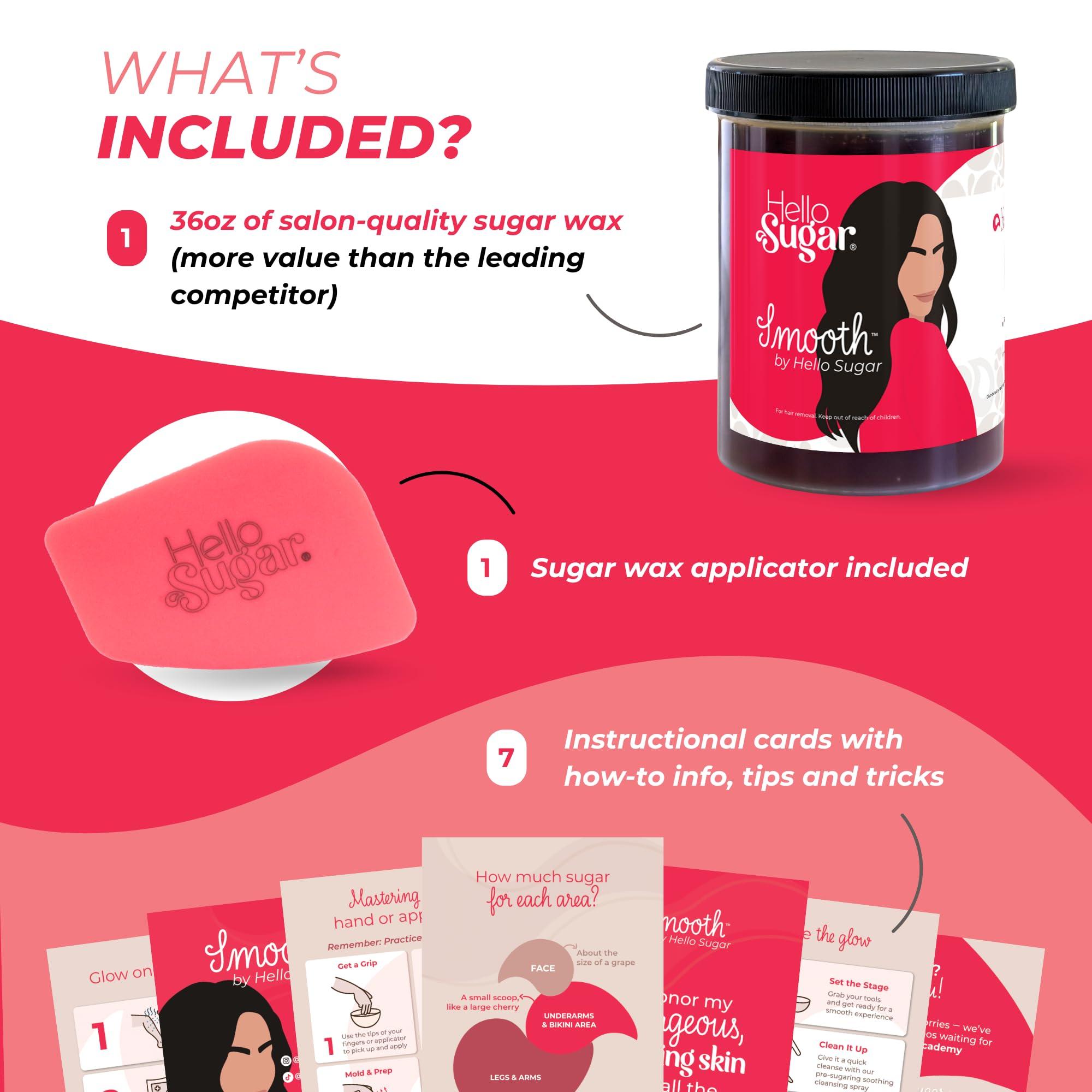 Hello Sugar Smooth by Hello Sugar | Full-Body Sugar Wax | Sugar Waxing for Hair Removal | Sugaring Kit | Salon-Quality, Natural, Vegan | Gentle on Skin & Long-Lasting Smoothness | 100% Cruelty-Free (36 Ounces)