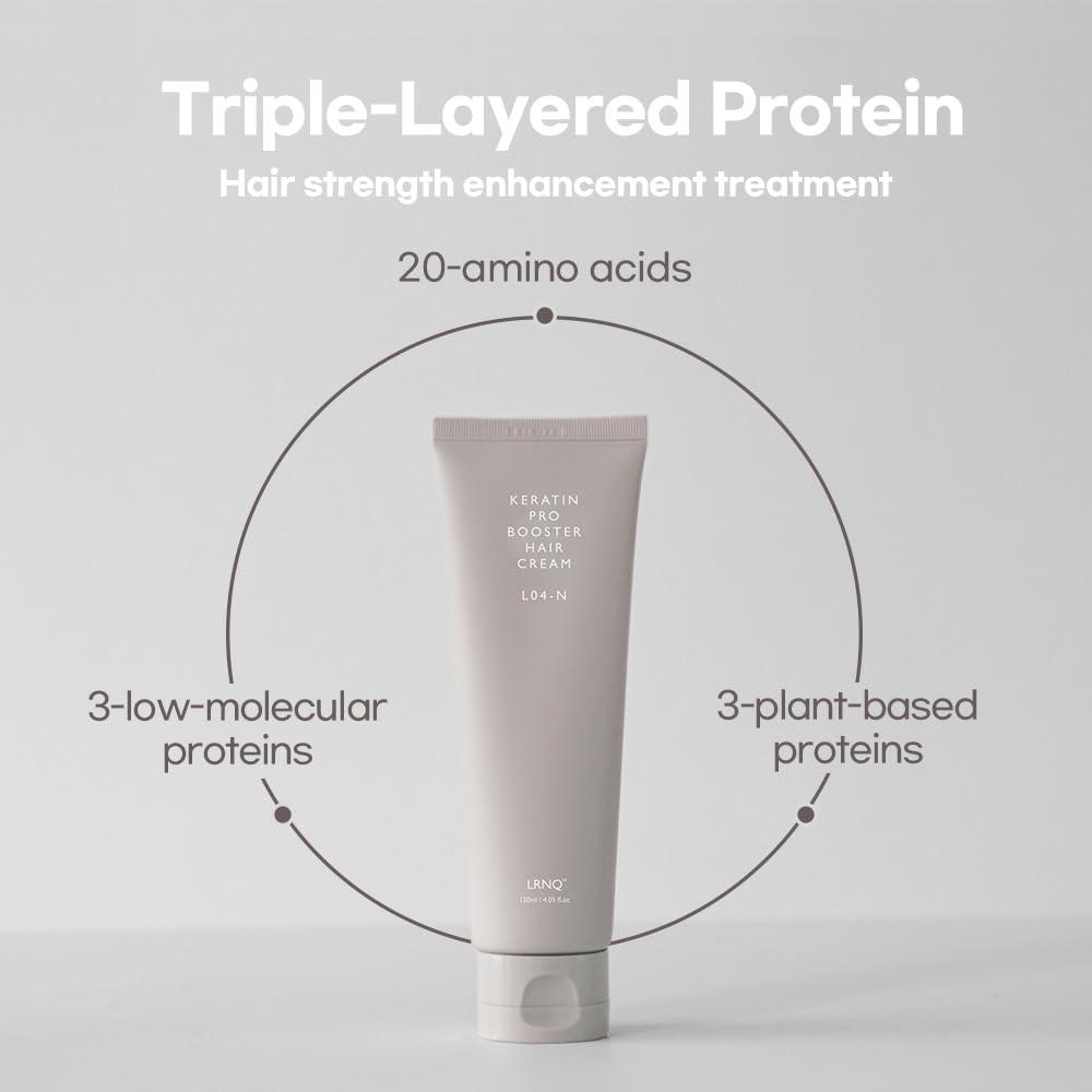 LORINIQUE LORINIQUE Korean Keratin Leave-in Conditioner Treatment, 4.05 Fl Oz, Keratin Pro Booster with 10,000ppm Protein, for Frizzy Dry Damaged Hair